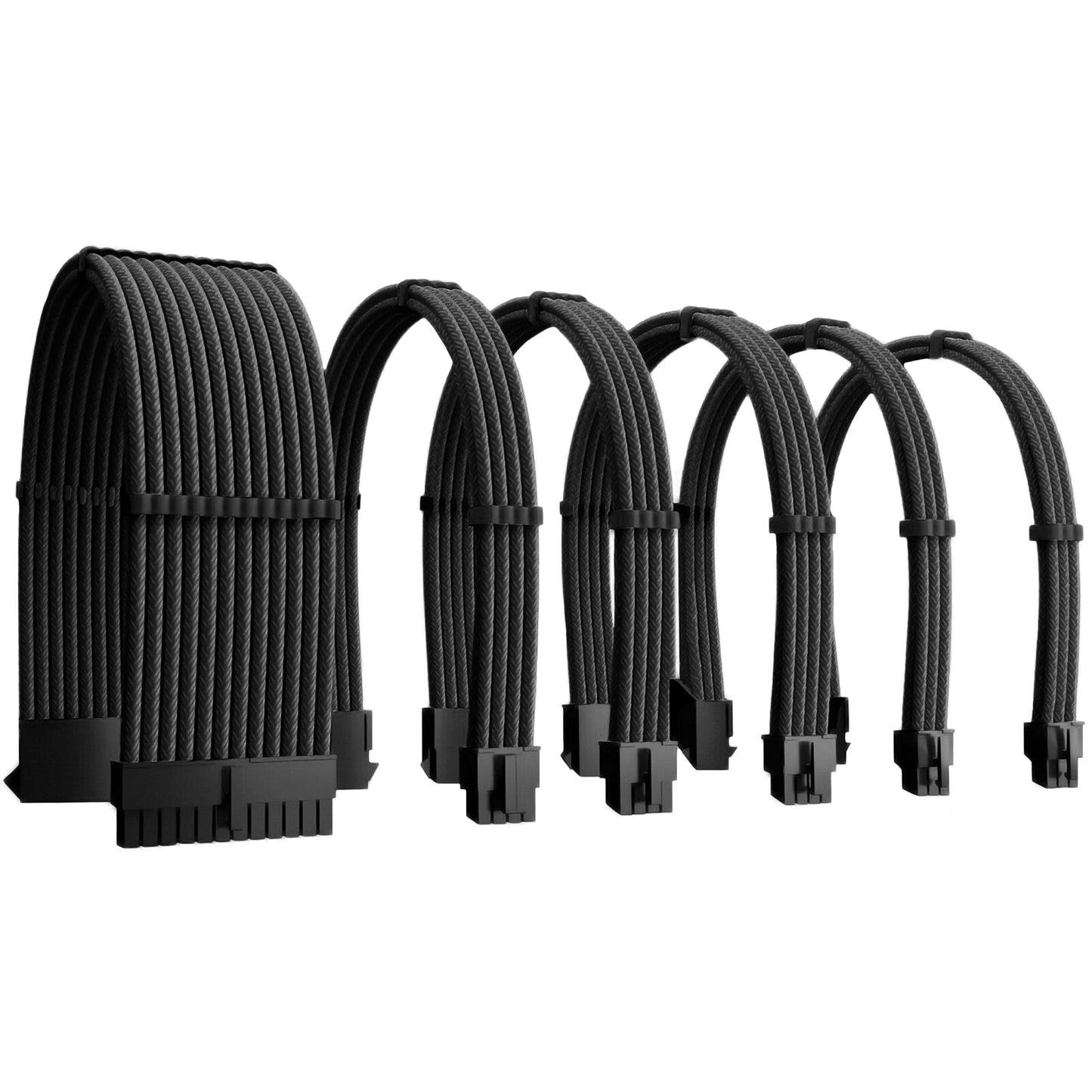 Black - PSU PC Cable Extensions Power Supply Cable Extension Kit PSU PC Cables GPU Cable Kit