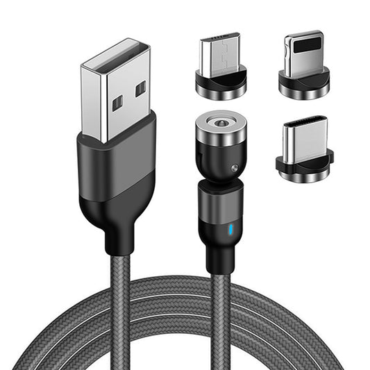 540° Magnetic Rotating USB Charging Cable USB Cord 3-in-1 Cable Charger Wireless