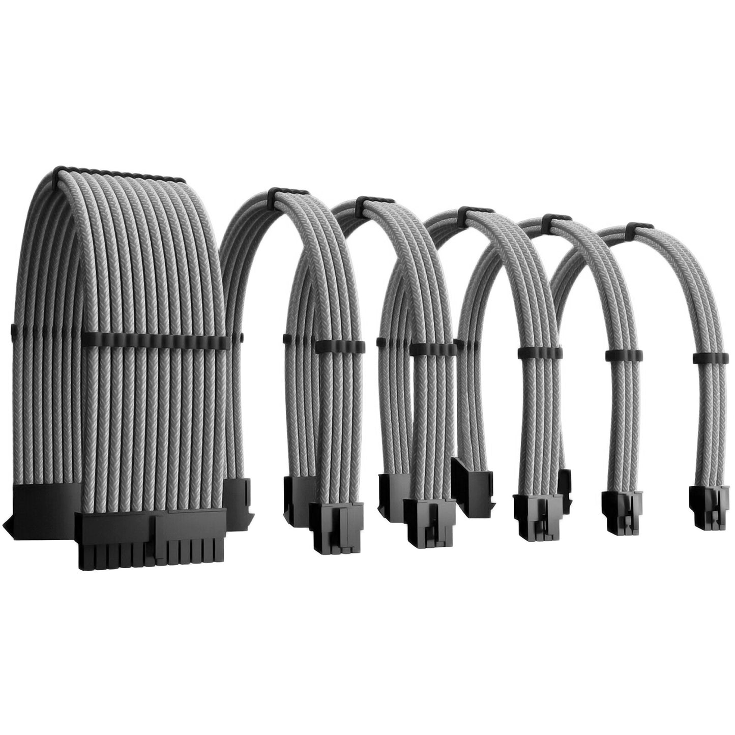 Gray - PSU PC Cable Extensions Power Supply Cable Extension Kit PSU PC Cables GPU Cable Kit