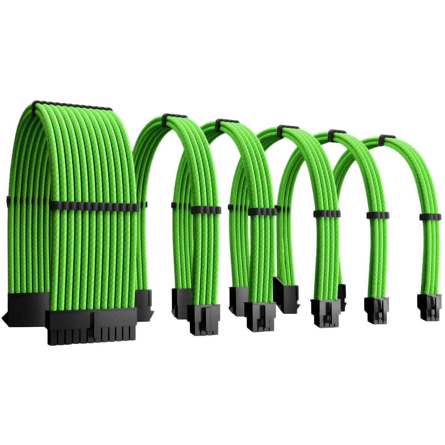 Green - PSU PC Cable Extensions Power Supply Cable Extension Kit PSU PC Cables GPU Cable Kit