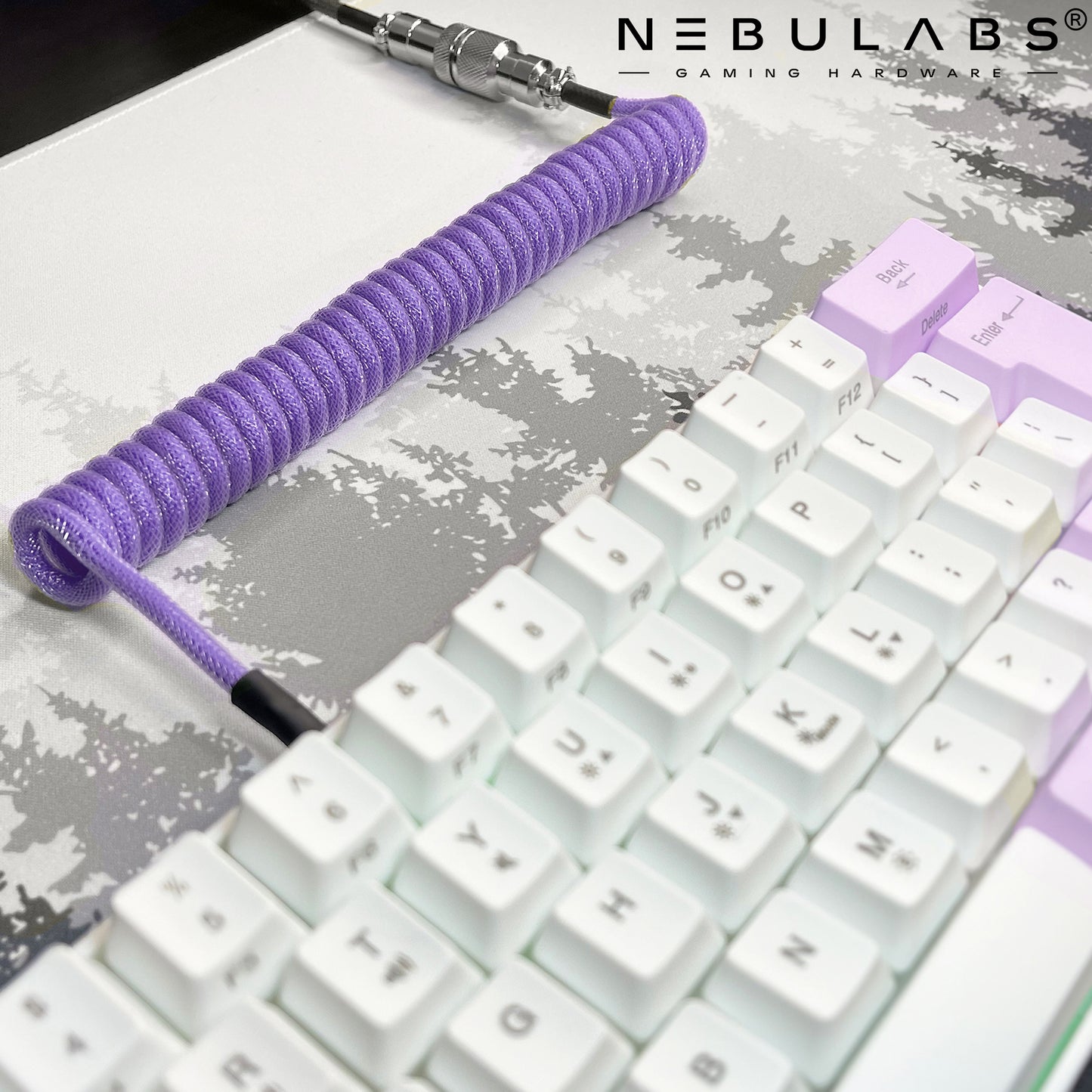 Purple - Custom Coiled Aviator GX16 USB-C Mechanical Gaming USB Keyboard Cable 4ft