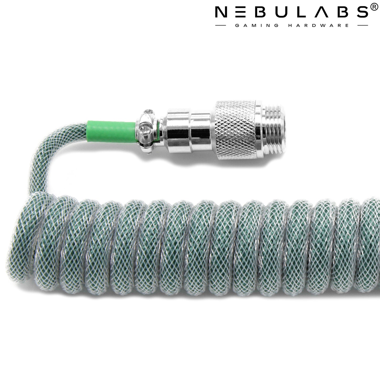 Green - Custom Coiled Aviator GX16 USB-C Mechanical Gaming USB Keyboard Cable 4ft