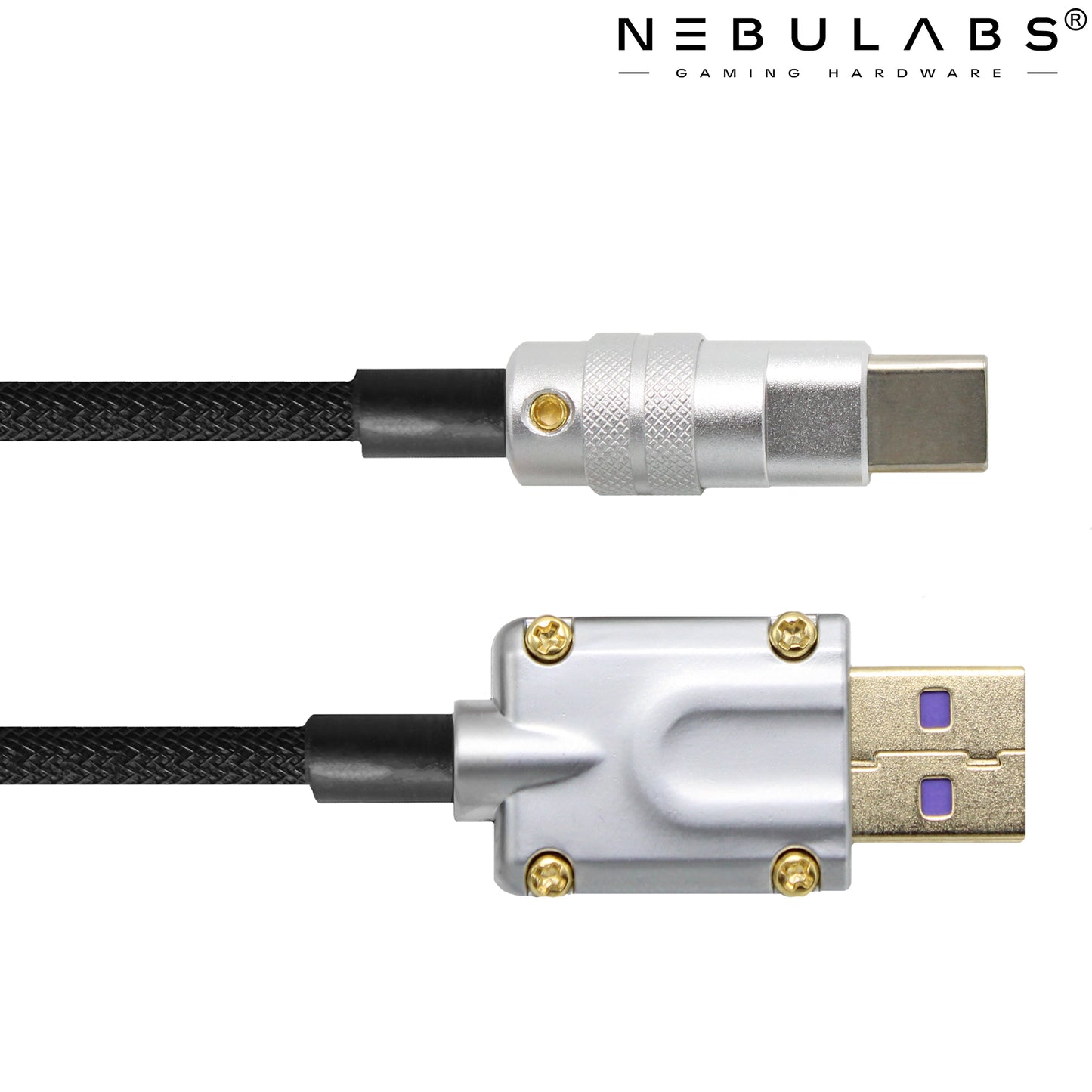 Pink & Black - Metal Custom Coiled Aviator GX16 USB-C Mechanical Gaming USB Keyboard Cable 4ft