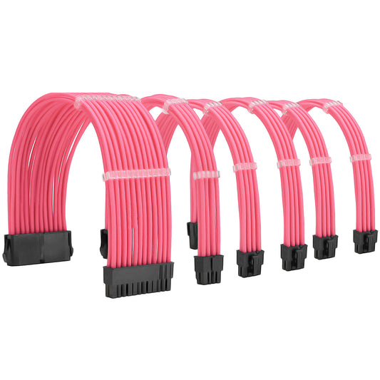Pink - PSU PC Cable Extensions Power Supply Cable Extension Kit PSU PC Cables GPU Cable Kit