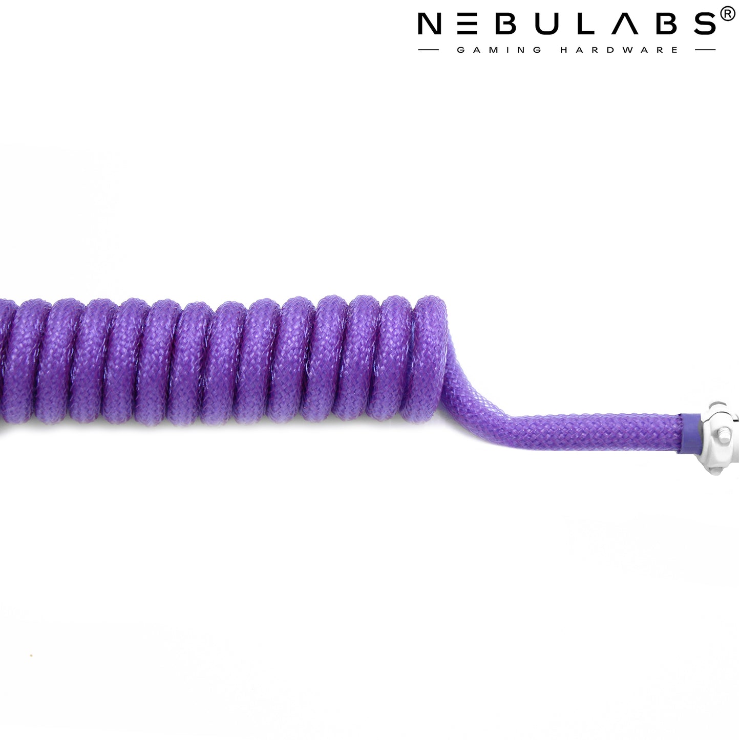 Purple & White - Metal Custom Coiled Aviator GX16 USB-C Mechanical Gaming USB Keyboard Cable 4ft