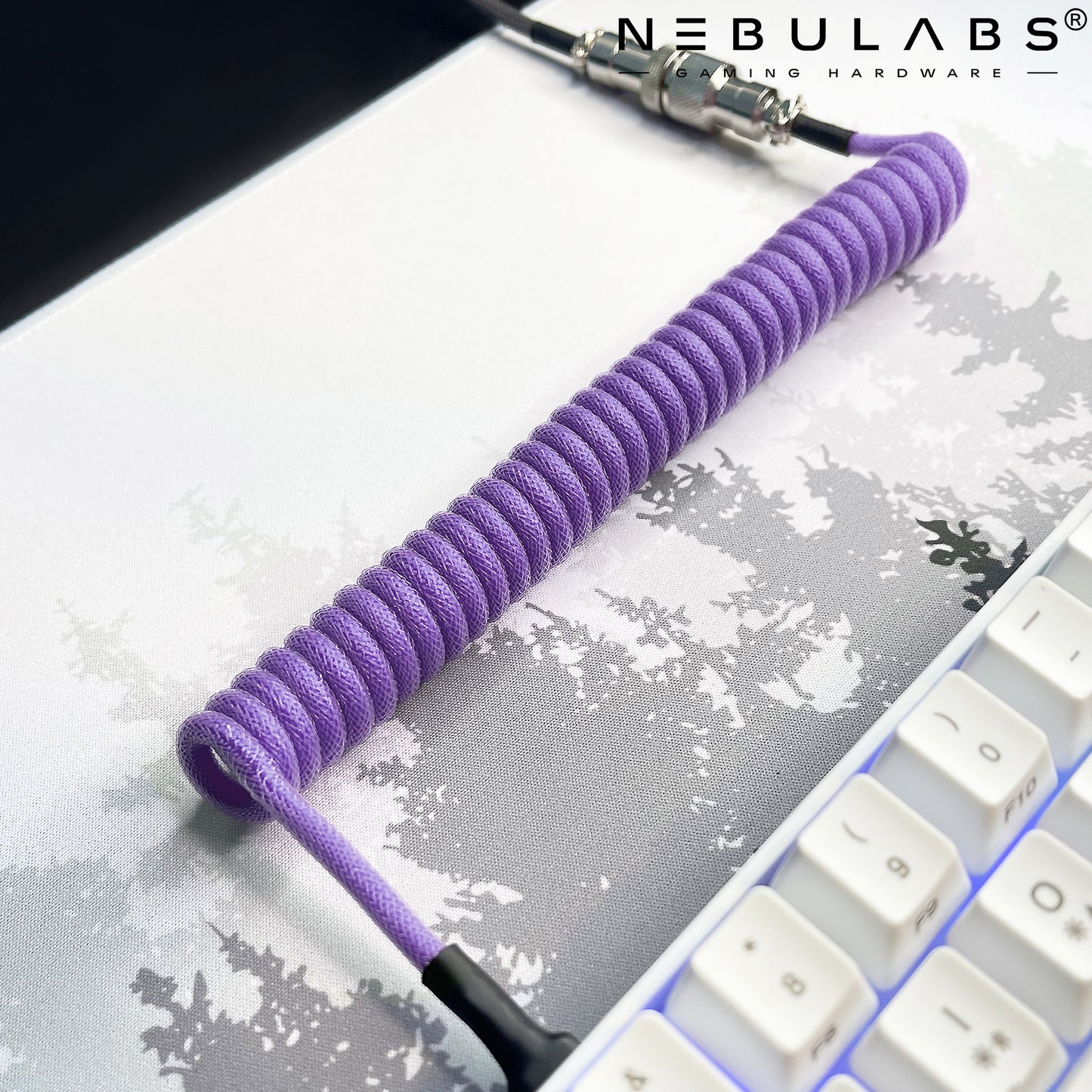 Purple - Custom Coiled Aviator GX16 USB-C Mechanical Gaming USB Keyboard Cable 4ft