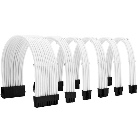 White - PSU PC Cable Extensions Power Supply Cable Extension Kit PSU PC Cables GPU Cable Kit