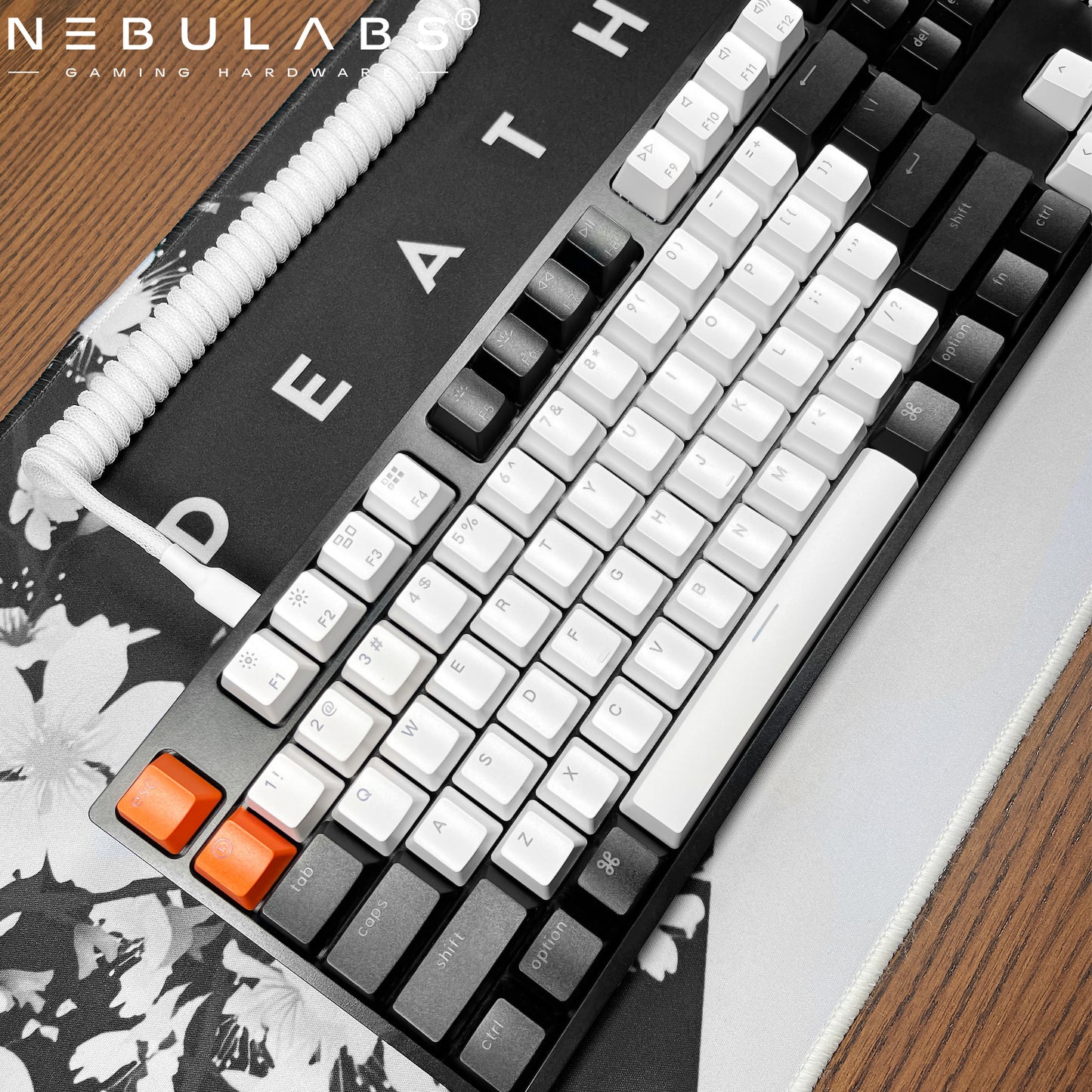 White - Custom Coiled Aviator GX16 USB-C Mechanical Gaming USB Keyboard Cable 4ft